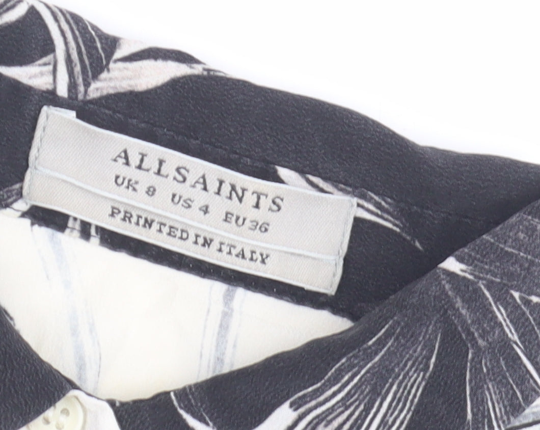 AllSaints Women's Black and White Shirt Dress Size 8