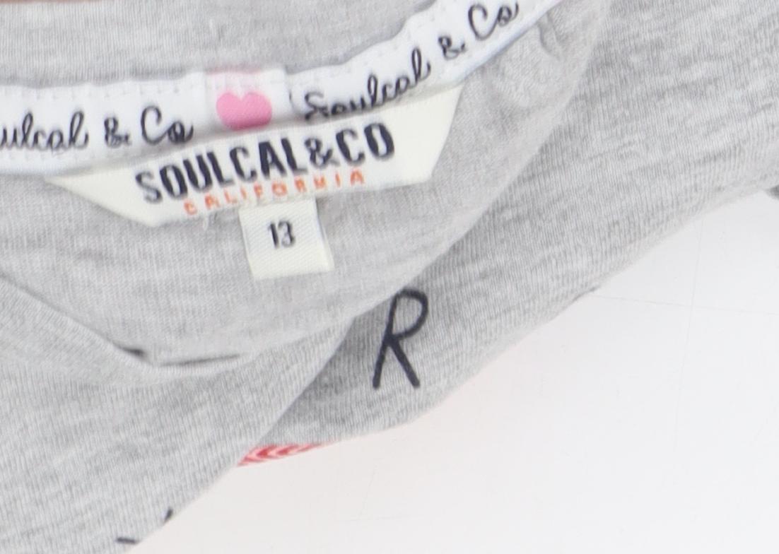 Soulcal & Co Girls Grey Graphic Print T-Shirt 13 Years