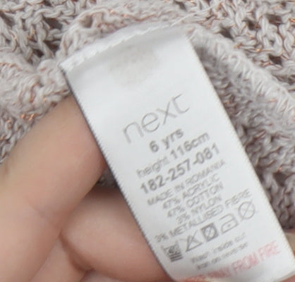 Next Girls Beige Cardigan, Size 6 Years, Long Sleeve Crochet