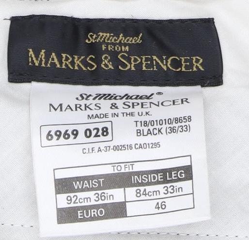 Marks and Spencer Men's Black Formal Trousers 36