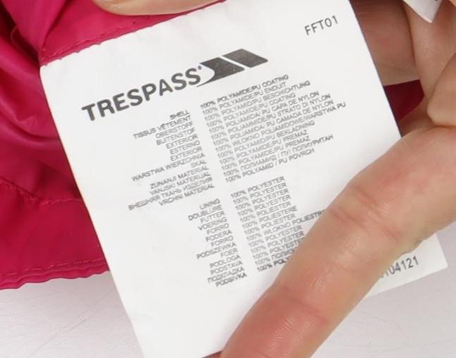 Trespass Girls Pink Rain Coat, 3-4 Years, Waterproof Jacket