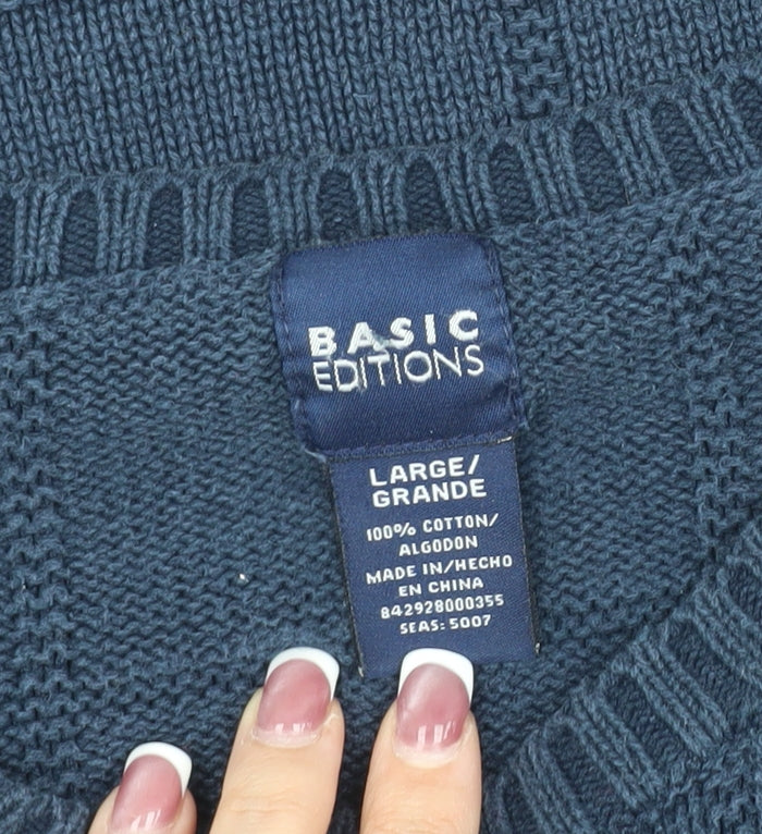 Basic Editions Men's Blue Pullover Jumper L