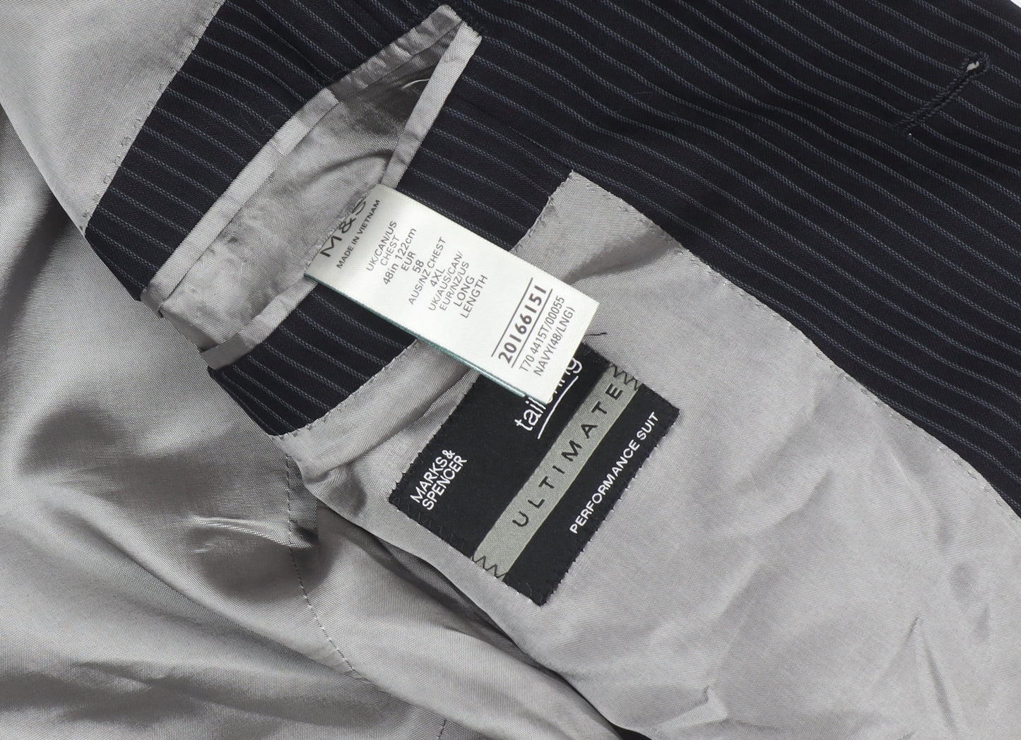 Marks and Spencer Men's Blue Striped Suit Jacket 48L