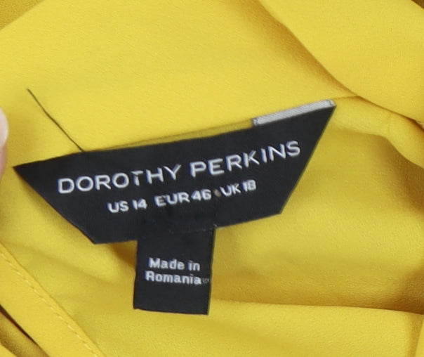 Dorothy Perkins Women’s Yellow High Neck Blouse Size 18
