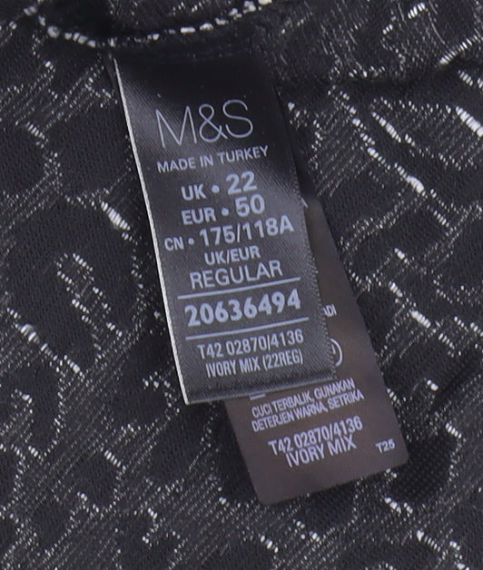 Marks and Spencer Women's Black Print Dress Size 22
