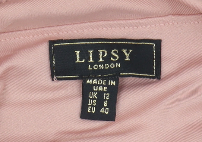 Lipsy Women’s Pink Ruched Dress Size 12
