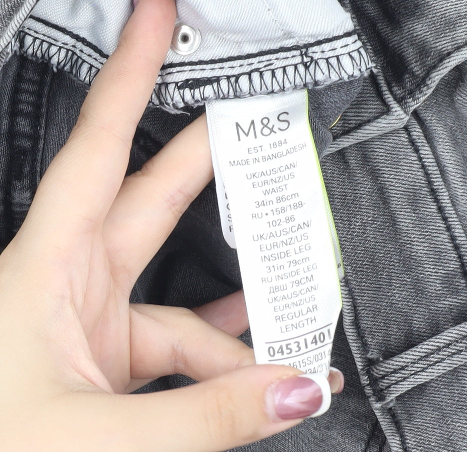 Marks and Spencer Grey Regular Fit Men's Jeans 34W 31L