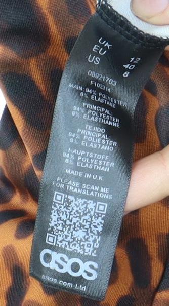 ASOS Women's Orange Animal Print Dress Size 8