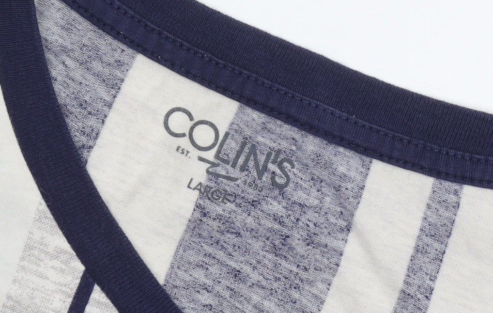 COLIN'S Men Multicoloured L Striped T-Shirt