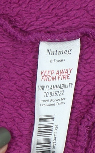 Nutmeg Girls Purple Hooded Frozen Robe Elsa Anna 6-7 Years