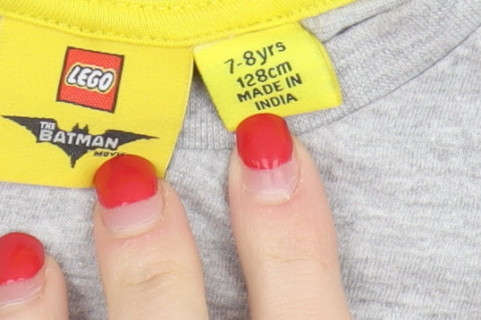 LEGO Batman Boys Grey T-Shirt, 7-8 Years, Casual Knit