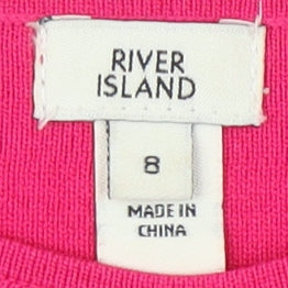 River Island Pink Puff Sleeve Blouse, Size 8 - Women