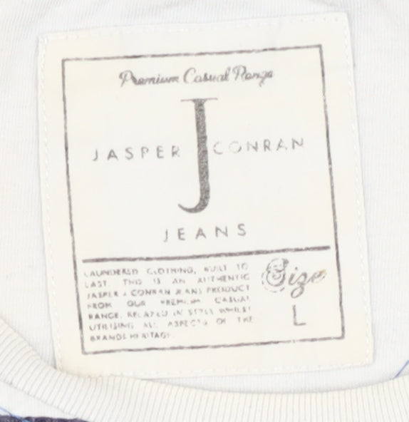 Jasper Conran Men's Blue Striped Crew Neck T-Shirt, L