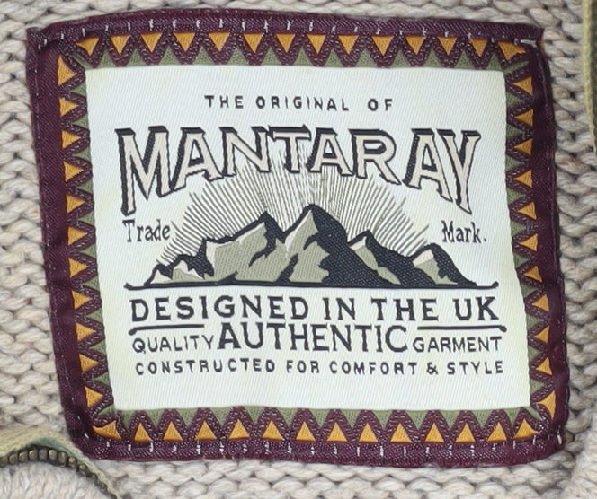 Mantaray Men's Beige Full Zip Jumper Size M