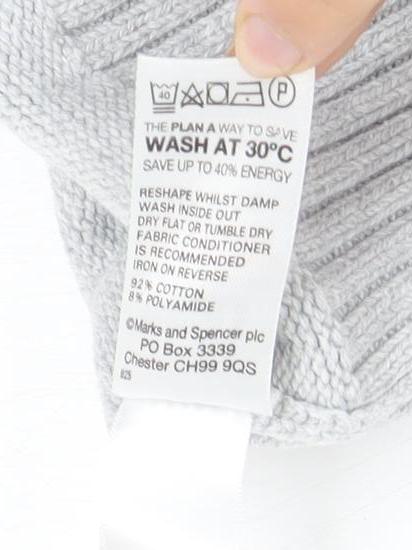 Marks and Spencer Women's Grey Henley Jumper Size 16