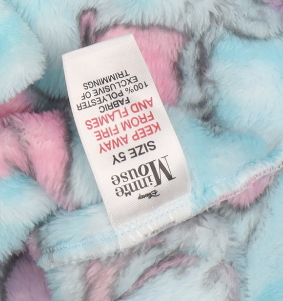 Mini Mouse Girls Blue Pink Disney Fleece Robe, 4-5 Years