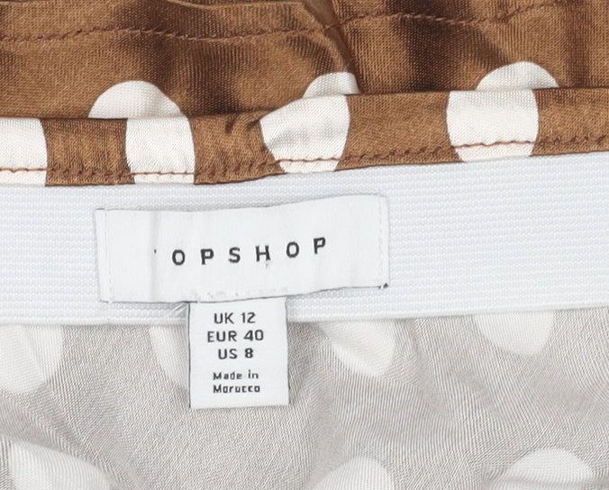 Topshop Women's Brown Polka Dot Skirt Size 12