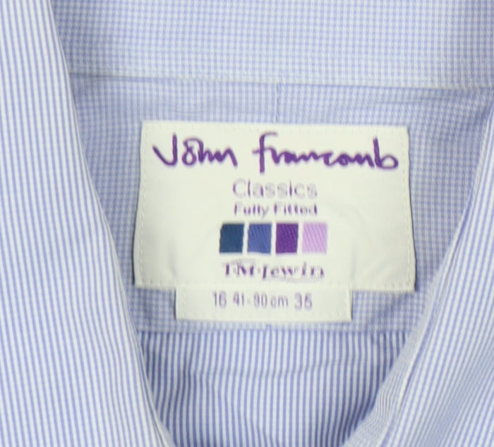 John Francomb Men's Classic Blue Pinstripe Dress Shirt