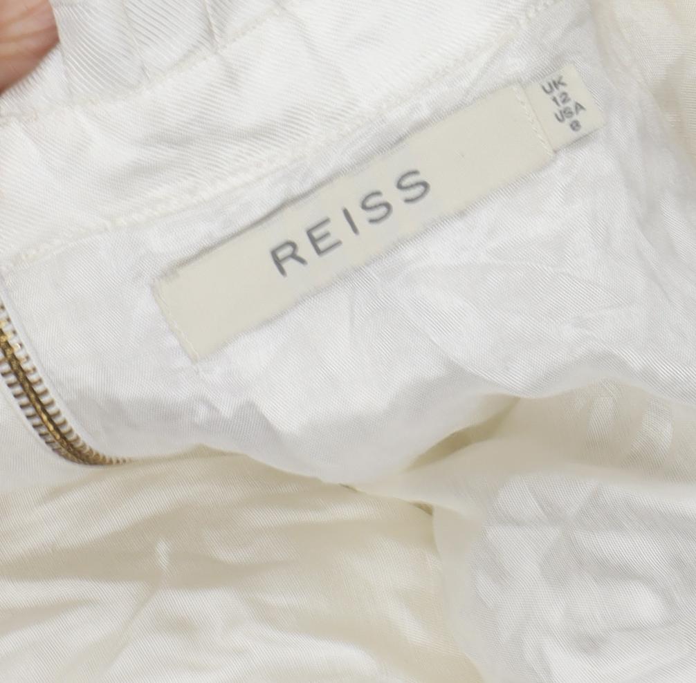 Reiss Women's Ivory Pleated Silk Skirt Size 6