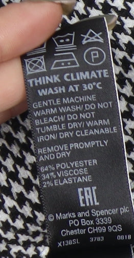 Marks and Spencer Women's Black Houndstooth Skirt Size 12