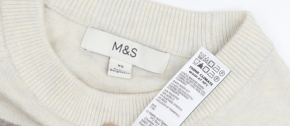 Marks and Spencer Women's Beige XS Striped Jumper