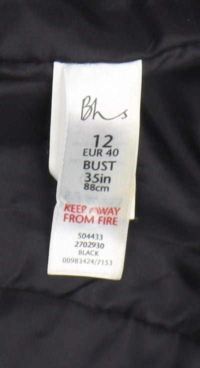 BHS Women's Black Overcoat Size 12 Regular Fit