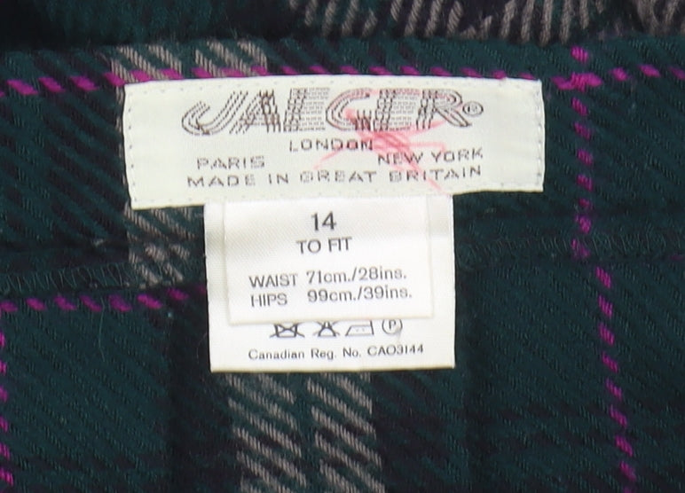 Jaeger Women's Multicoloured Plaid Pleated Midi Skirt, Size 14