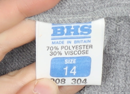 BHS Women's Grey Pleated Midi Skirt Size 14