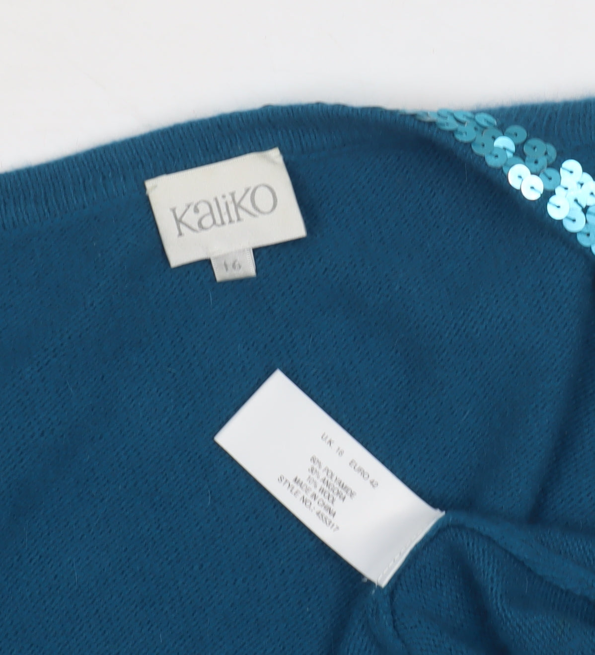 Kaliko Women's Blue Sequin Shrug, Size 16