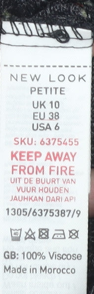 New Look Women's Black Floral A-Line Midi Skirt Size 10