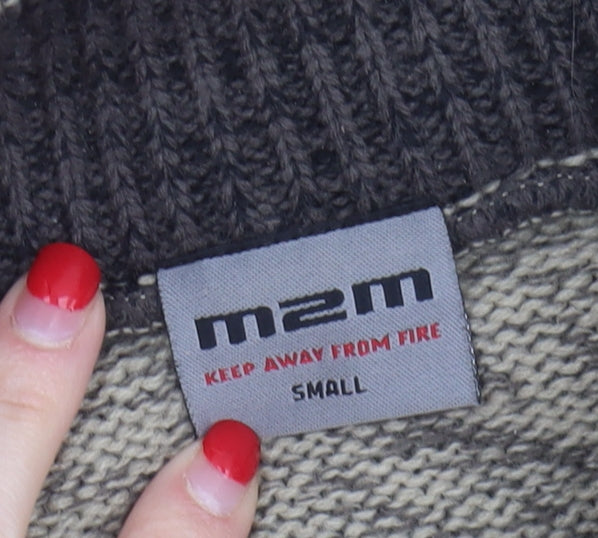 M2M Men's Beige Full Zip High Neck Jumper S