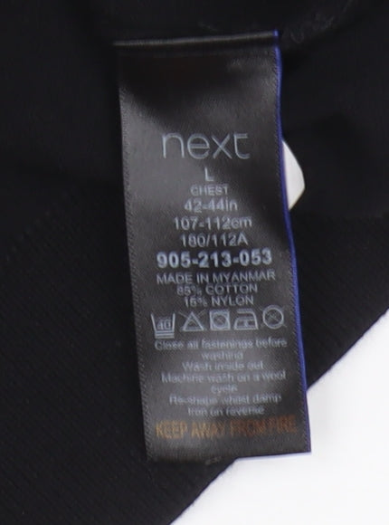 Next Men's Black Collared Jumper, Size L