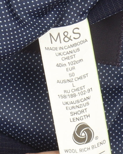 Marks and Spencer Men's Blue Blazer, 40R Formal Jacket
