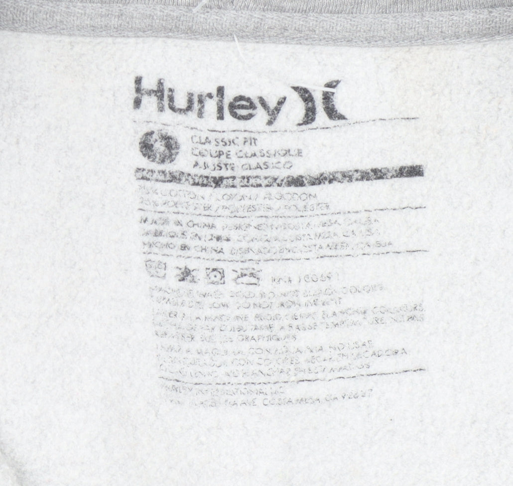 Hurley Men's Grey Full Zip Hoodie, Logo, Size Regular