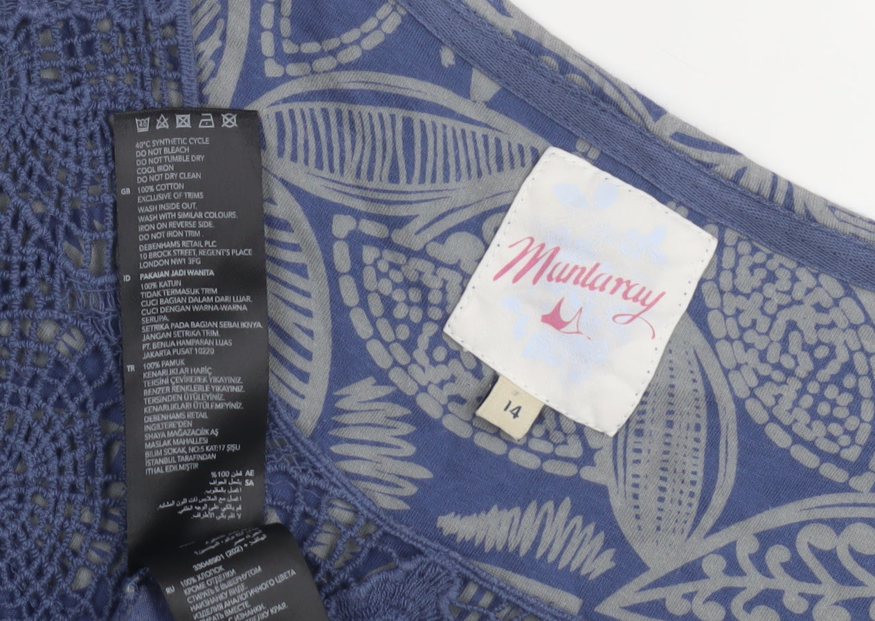 Mantary Women's Blue Floral T-Shirt Size 14