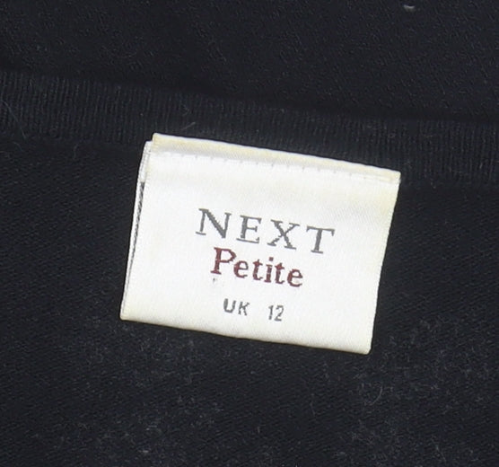 Next Women Black Floral V-Neck Jumper Size 12