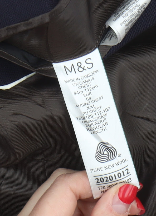 Marks and Spencer Men's Blue 44 Wool Blazer