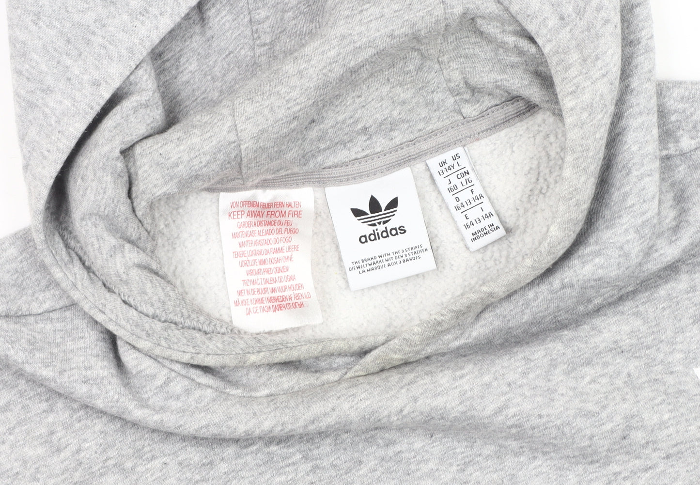 Adidas Boys Grey Pullover Hoodie Size 14 Regular Fit