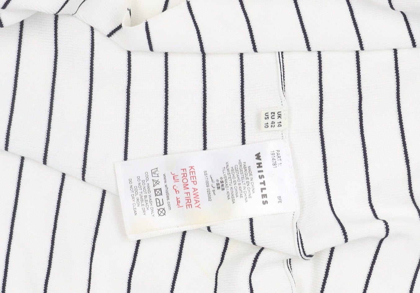 Whistles Women's White Striped Skirt Size 14