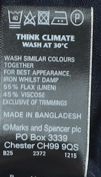 Marks and Spencer Women's Blue Linen Skirt Size 14