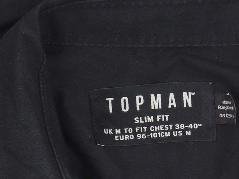 Topman Men's Black Slim Fit Long Sleeve Shirt M