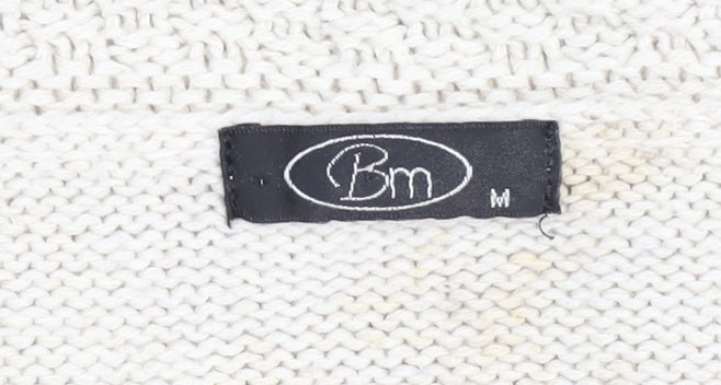 Bm Women's Beige Knit Open Front Cardigan - Medium