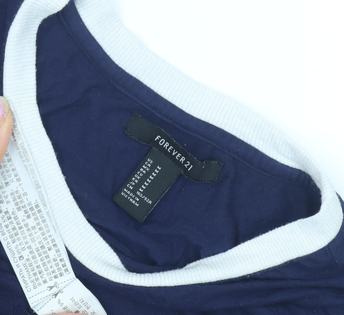 Forever 21 Women's Blue T-Shirt Dress, L, Casual Summer