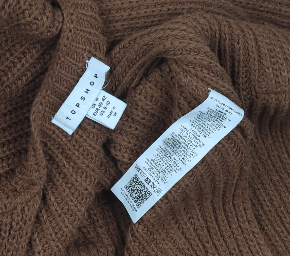 Topshop Women's Brown Chunky Knit Open Front Cardigan Size 10
