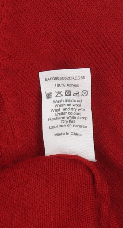 Bm Collection Women's Red Mock Neck Pullover Jumper M