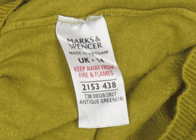 Marks and Spencer Womens Green 3/4 Sleeve Jumper