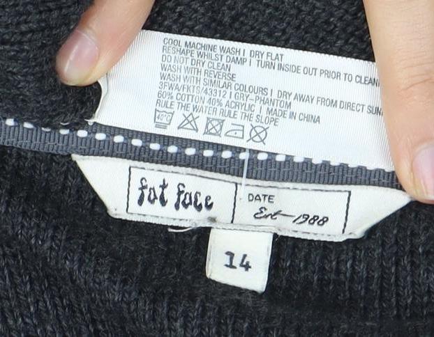 Fat Face Women's Grey Cable Knit Jumper Size 14