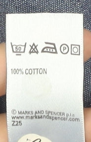 Marks and Spencer Women's Blue Chambray Skirt - Size 16