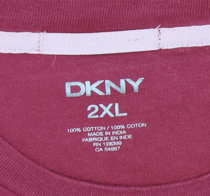 DKNY Unisex Red 2XL Basic T-Shirt Casual Wear