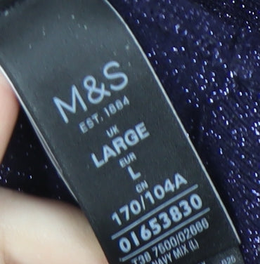 Marks and Spencer Women's Sparkle Blue Jumper - Size L